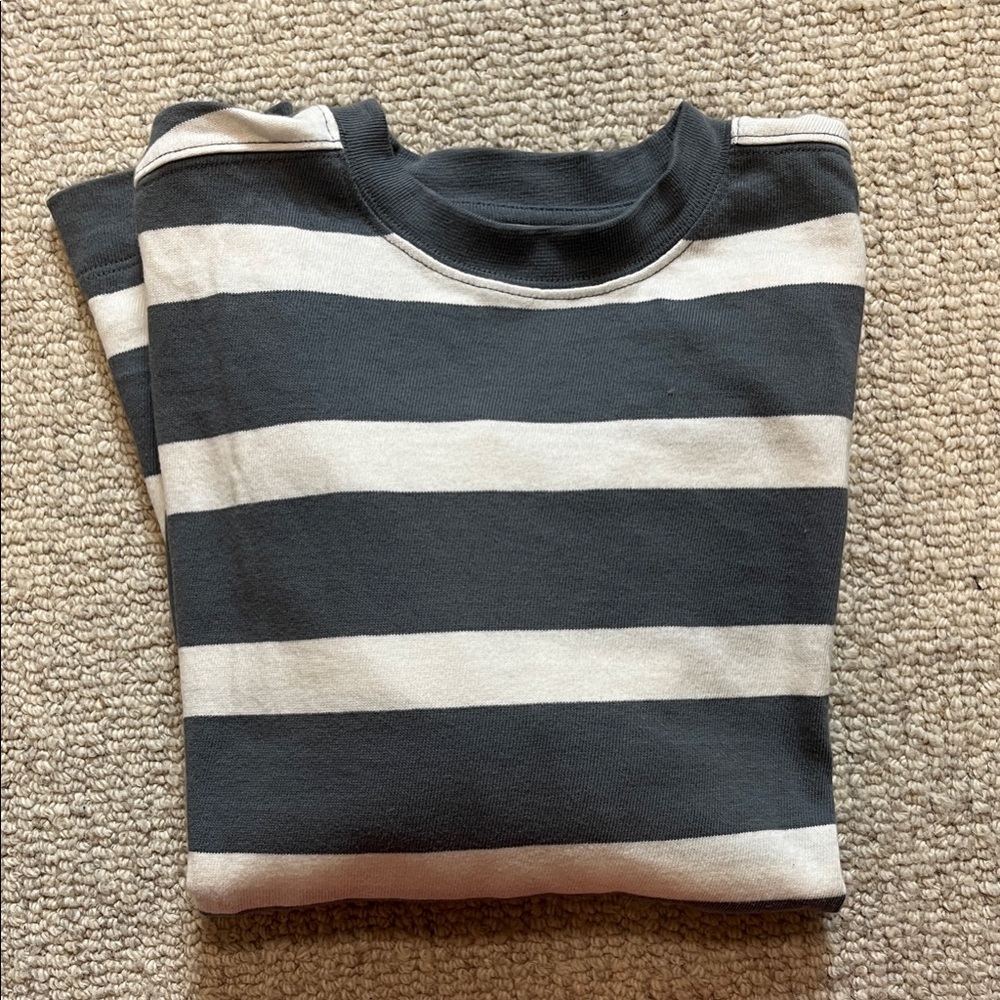 AYR women’s Half Day cropped Striped Long sleeve - Blue and Cream
